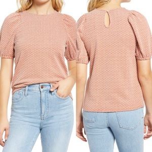 Madewell Jacquard Floral Top Coral